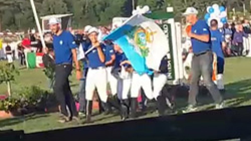 Il podio sammarinese e la cerimonia di aperturaEquitazione, alle Ponyadi San Marino è di bronzo nel dressage