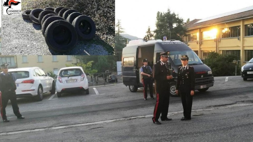 Novafeltria: scaricano pneumatici in area pic nic dopo aver consegnato del materiale a San Marino