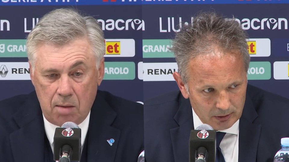 Ancelotti e MihajlovicL'analisi di Ancelotti e Mihajlovic nel dopo partita di Bologna - Napoli