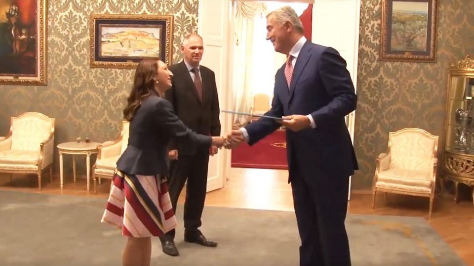 Sylvie Bollini col Presidente montenegrino Milo Đukanović
