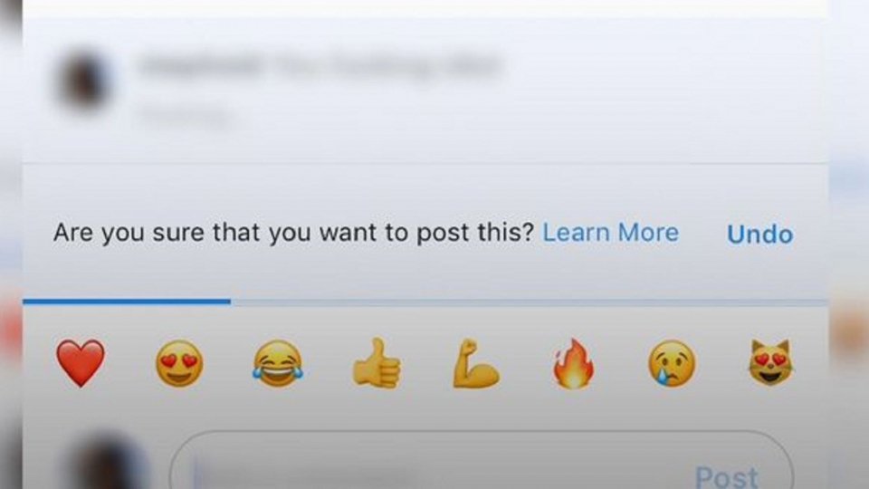Instagram chiede ai bulli se vogliono davvero postare commenti offensivi