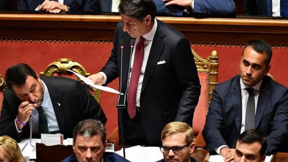 Matteo Salvini, Giuseppe Conte e Luigi Di Maio (ansa)