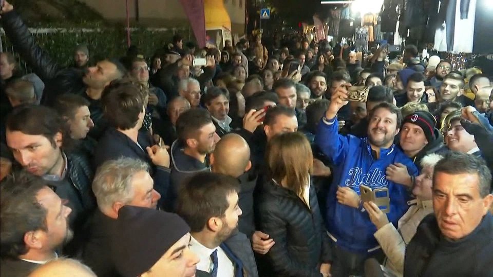 Matteo Salvini a Santarcangelo. Foto @Rai Bologna