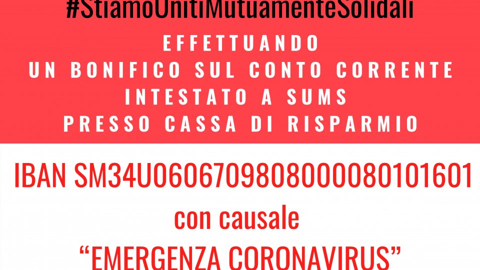 Sums: prosegue la campagna #StiamoUnitiMutuamenteSolidali per la lotta contro il Covid 19, 150.000 euro raccolti finora