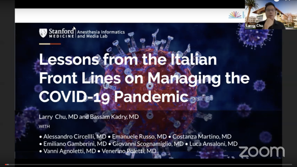 "Lessons from Italy"  Una diretta mondiale webinar sul Coronavirus tra medici romagnoli ed esperti della Stanford University