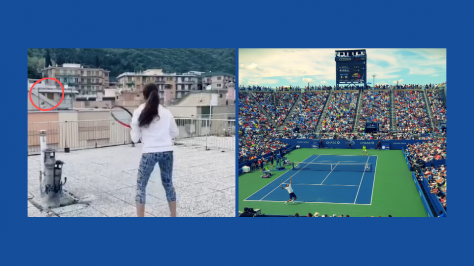 Tennis che passione: ragazze si giocano un match da un terrazzo all'altro