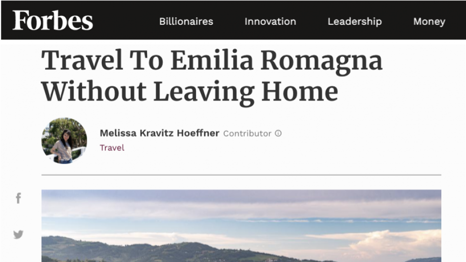 Emilia Romagna a casa tua” raccontato su Forbes.com