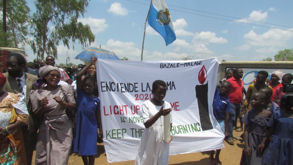 La bandiera di San Marino e l'inaugurazione della nuova scuola di Bazale in Malawi