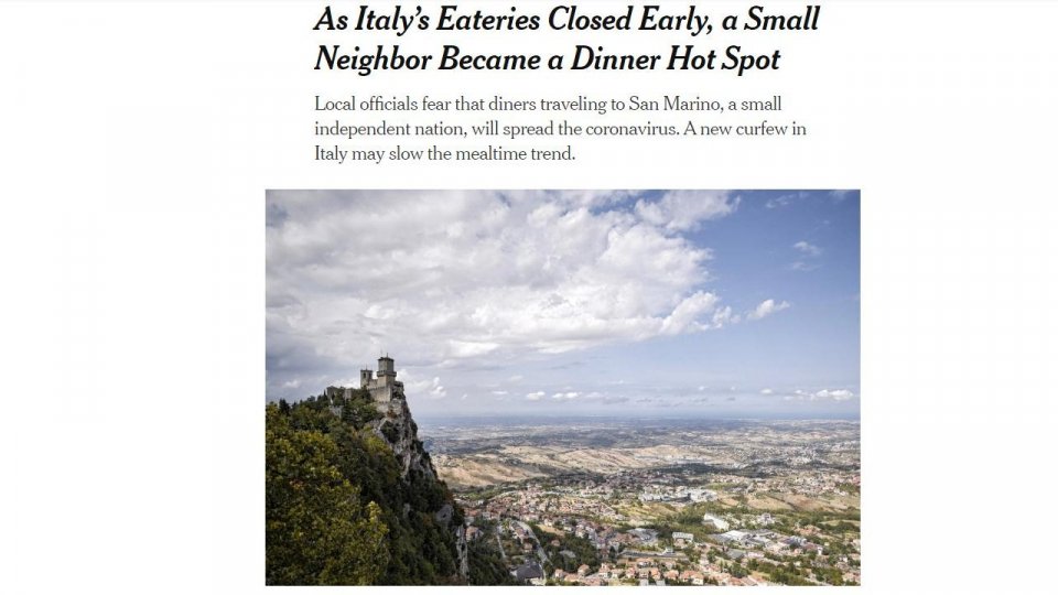 Orario di chiusura dei ristoranti: San Marino finisce anche sul New York Times