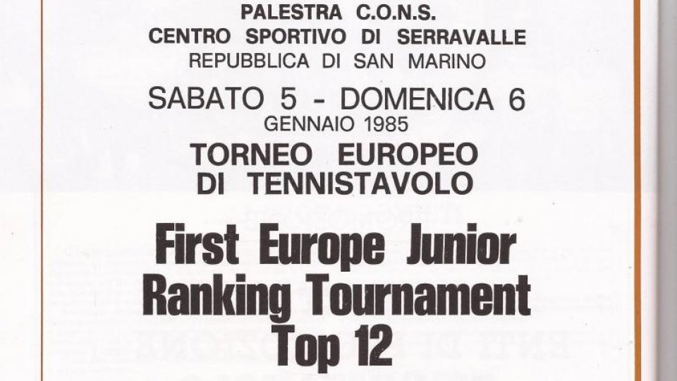 Tennistavolo: primo torneo europeo top 12 junior 1985 San Marino