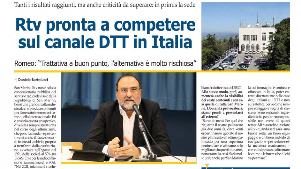 Focus di "Fixing" su San Marino Rtv, Dg Romeo: "Pronti a competere sul digitale nazionale"