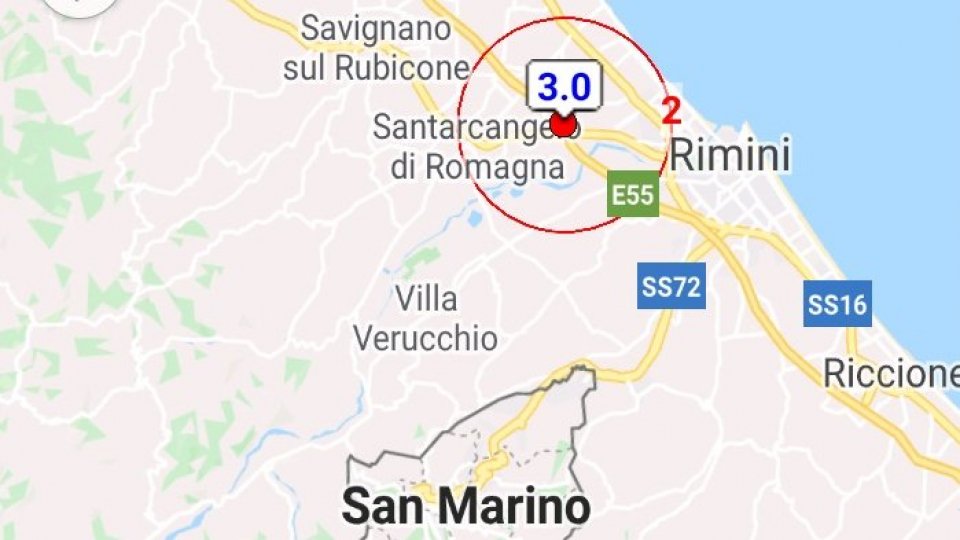 Terremoto di magnitudo 3.0, localizzato a est di Santarcangelo