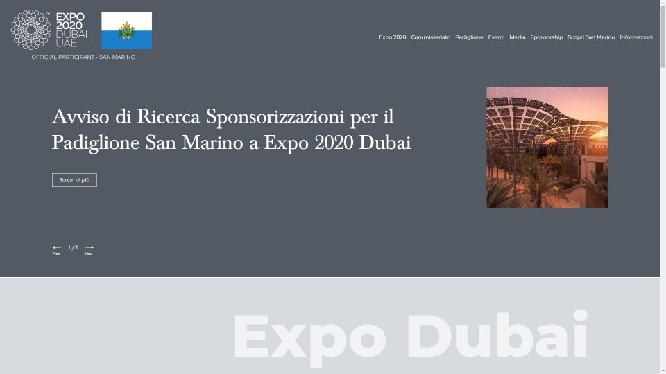Segreteria Turismo: Ecco il sito ufficiale del Commissariato Generale Sammarinese per l'Expo Dubai 2020!