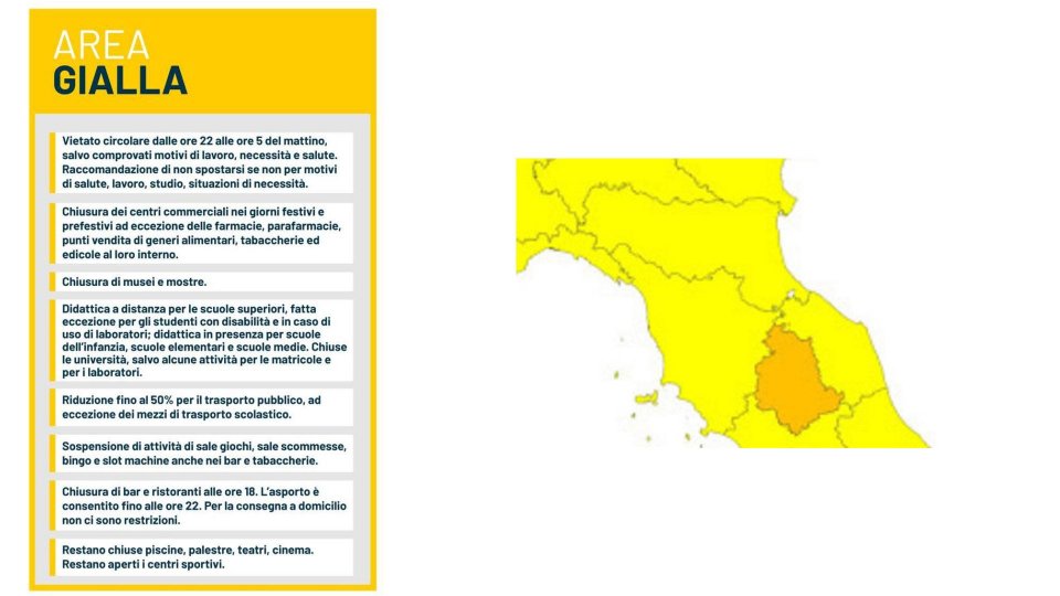 Verso giallo per Emilia Romagna e Marche, arancioni 4 regioni, Sardegna rossa