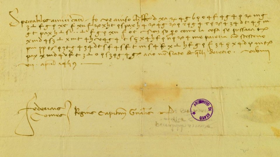 Svelata una lettera cifrata di Federico da Montefeltro a 600 anni dalla sua nascita