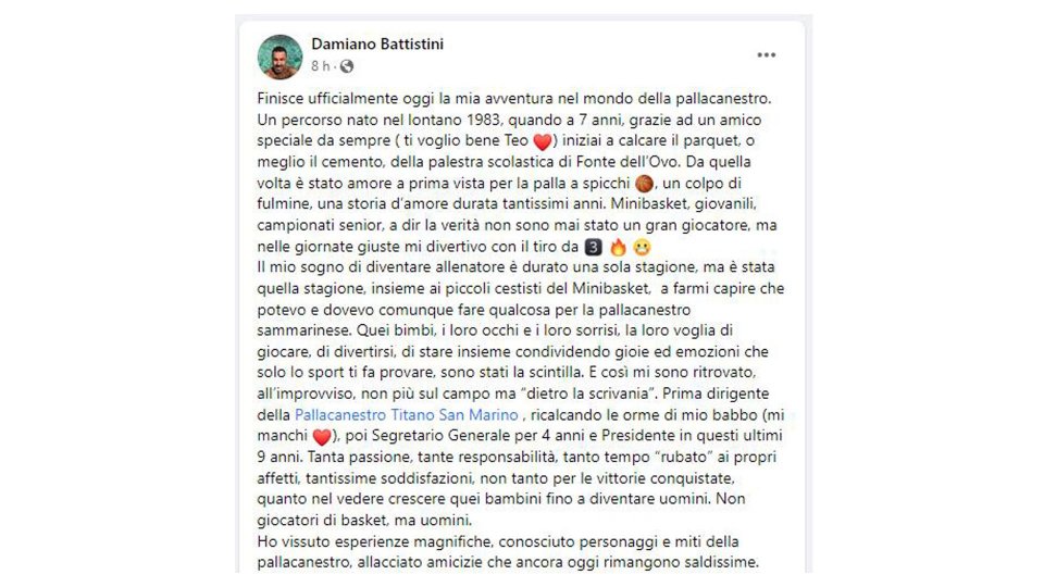 Damiano Battistini lascia la Federbasket, gli succede Luca Liberti