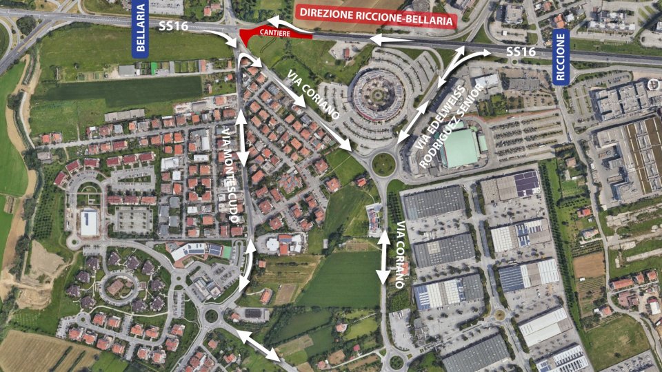 Cambia la viabilità di Rimini: al via i lavori sulla SS16 al bivio per Montescudo