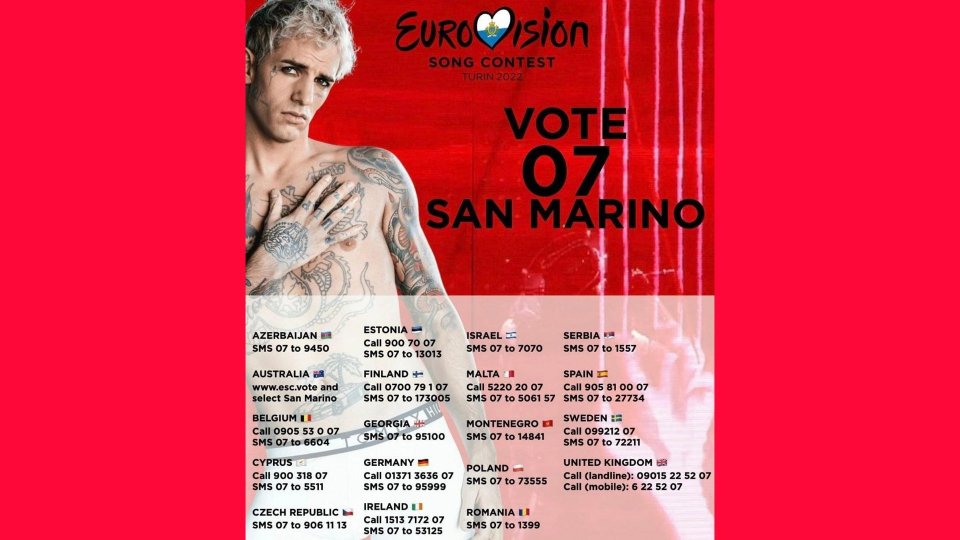 Esc2022: ecco come votare San Marino - Achille Lauro in Europa
