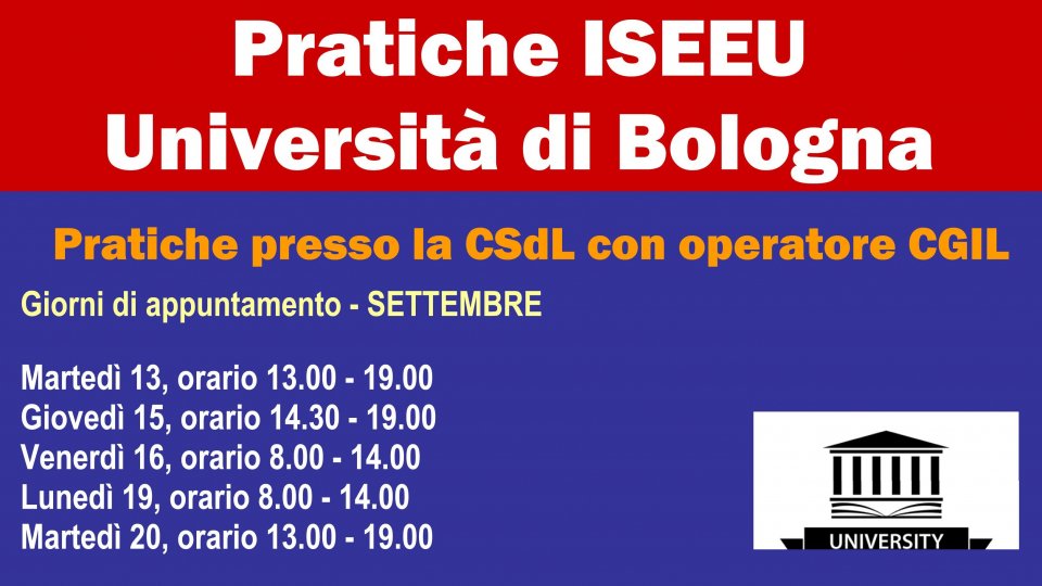 Iniziano le pratiche ISEEU per gli studenti dell'Unibo presso la sede CSdL