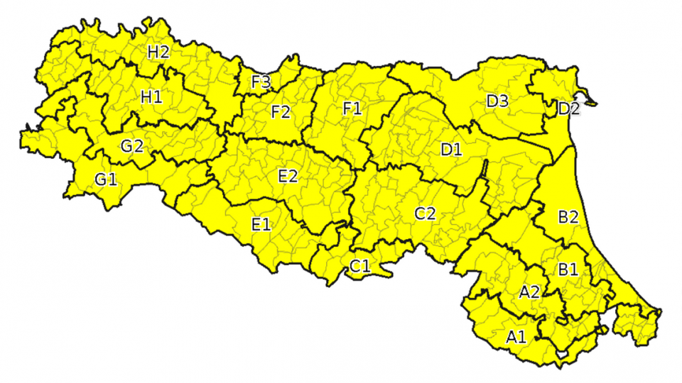 Emilia Romagna: emessa allerta gialla per il 9 e 10 ottobre