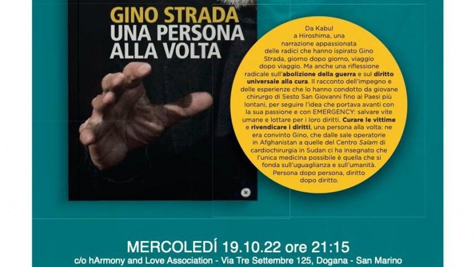 Questa sera a Dogana, la presentazione del libro di Gino Strada