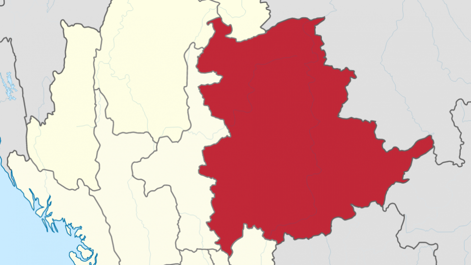 In rosso lo Stato Shan in Birmania