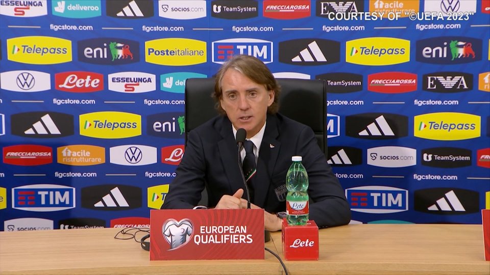 Mancini: "Retegui non conosce nulla del nostro calcio, va aspettato. Mi è piaciuto molto il secondo tempo dell'Italia"