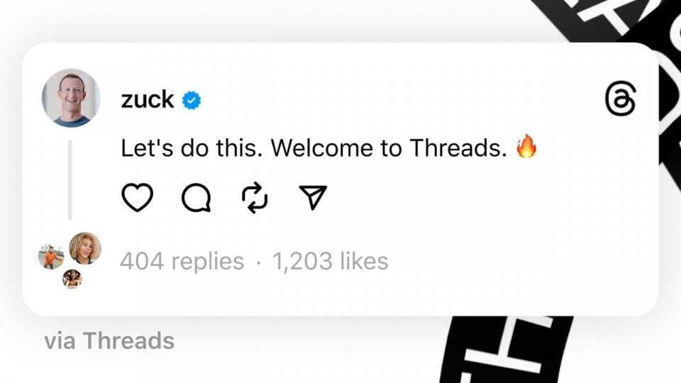 Il primo Thread di Mark Zuckerberg