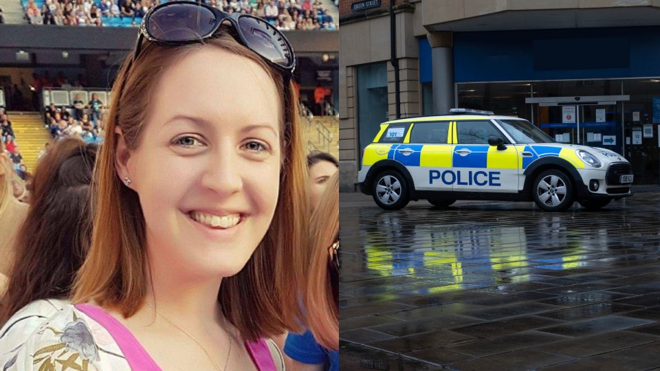 A sinistra: Lucy Letby (Foto Facebook). A destra la polizia.