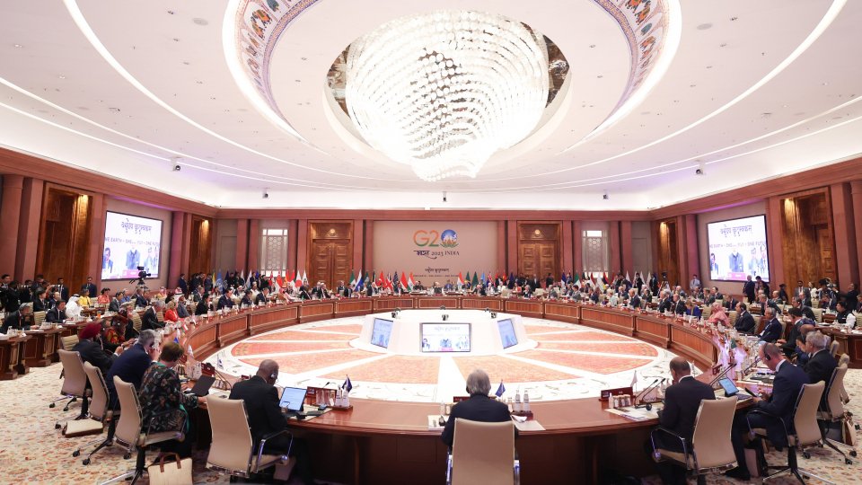 Il tavolo del G20 (foto Twitter @narendramodi)