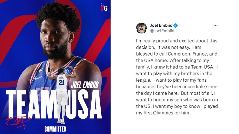 Joel Embiid ha scelto di giocare per gli Stati Uniti