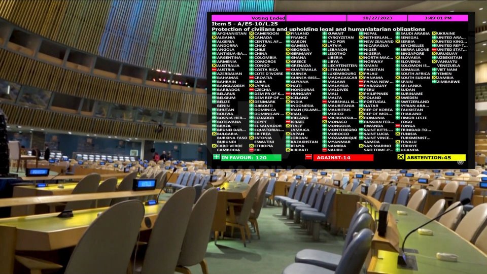 Gaza, l’Assemblea generale dell’Onu approva la risoluzione per una tregua umanitaria. San Marino si astiene