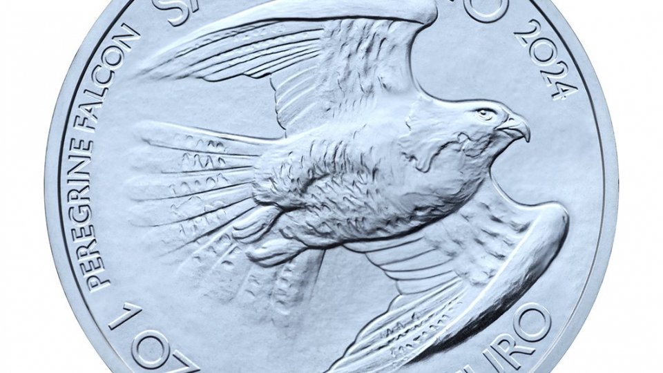 Il Falco Pellegrino sulla prima oncia d’argento emessa dalla Repubblica di San Marino
