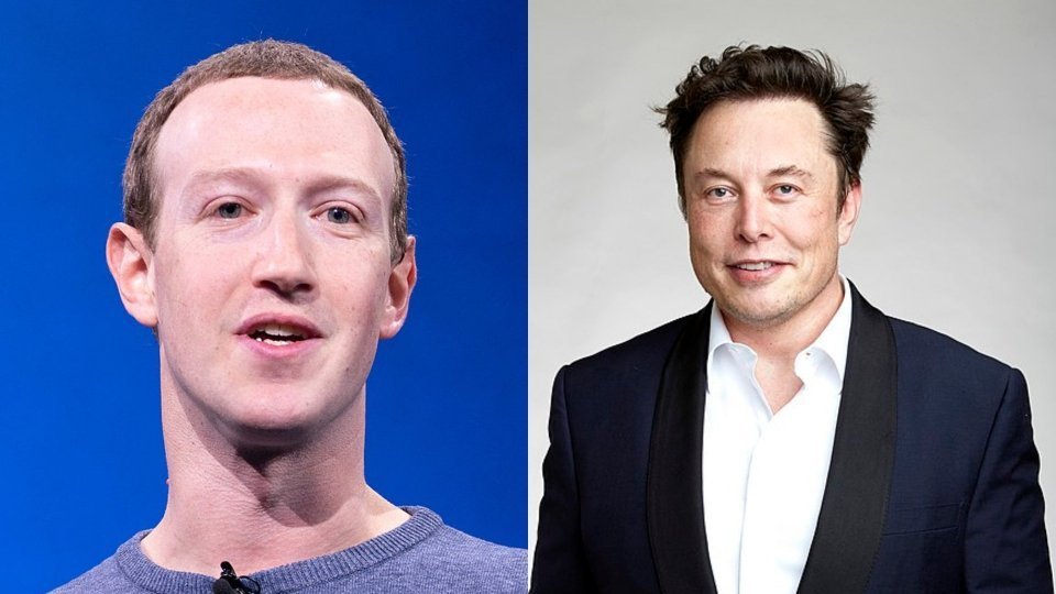 A sinistra: Mark Zuckerberg. A destra: Elon Musk.