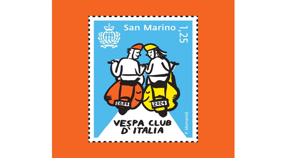 Poste San Marino presenta il francobollo dedicato alla Vespa Piaggio ai World Days di Pontedera