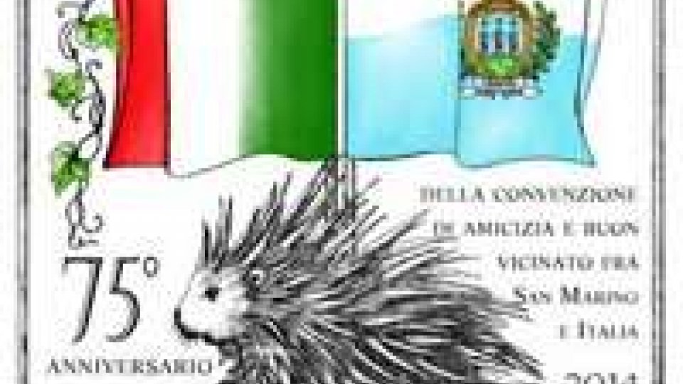 San Marino-Italia: francobollo celebrativo con porcospino ed edera