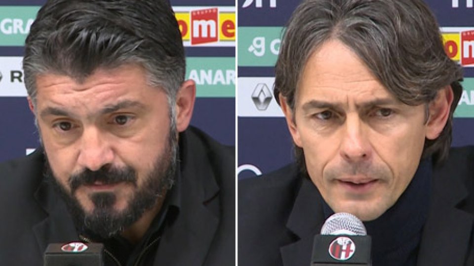 Gattuso e InzaghiBologna - Milan termina 0-0, le parole degli allenatori