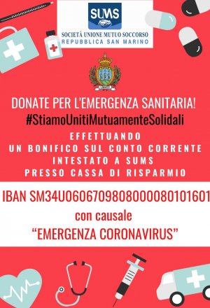 #StiamoUnitiMutuamenteSolidali - Raccolta fondi SUMS per l'emergenza coronavirus