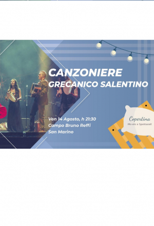 Rassegna Copertina: venerdì 14 agosto un nuovo appuntamento in musica con il Canzioniere Grecanico Salentino