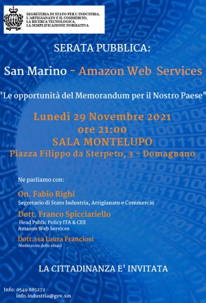 Serata pubblica San Marino - Amazon Web Services sul Memorandum