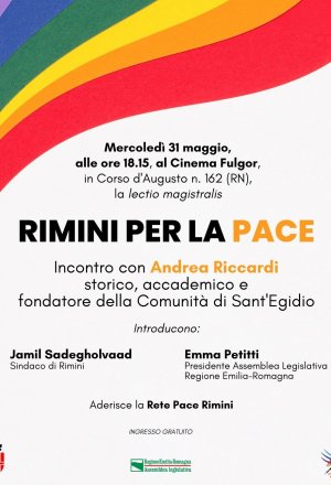 Rimini per la pace: la lectio magistralis del professore Andrea Riccardi il 31 maggio al Cinema Fulgor