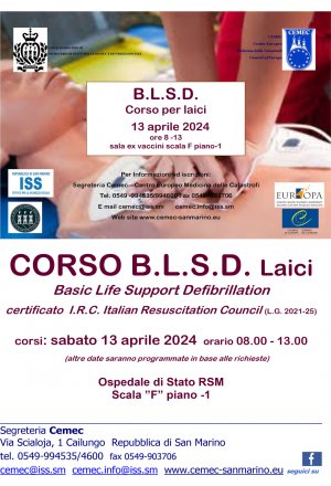 corso BLSD Basic Life Support ed uso del Defibrillatore