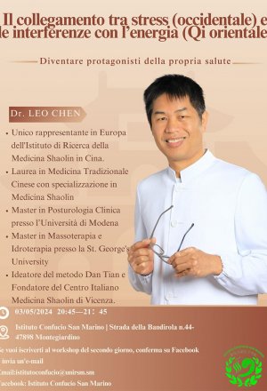 MEDICINA TRADIZIONALE CINESE il 3 e 4 Maggio 2024 all’Istituto Confucio di San Marino